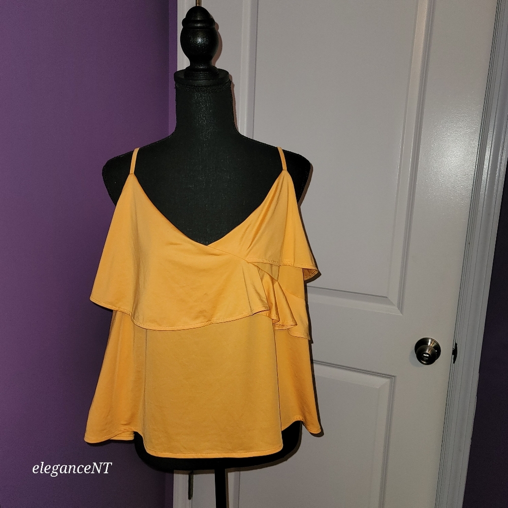 H & M Yellow Ruffled  Camisole To Sz: XL NWT